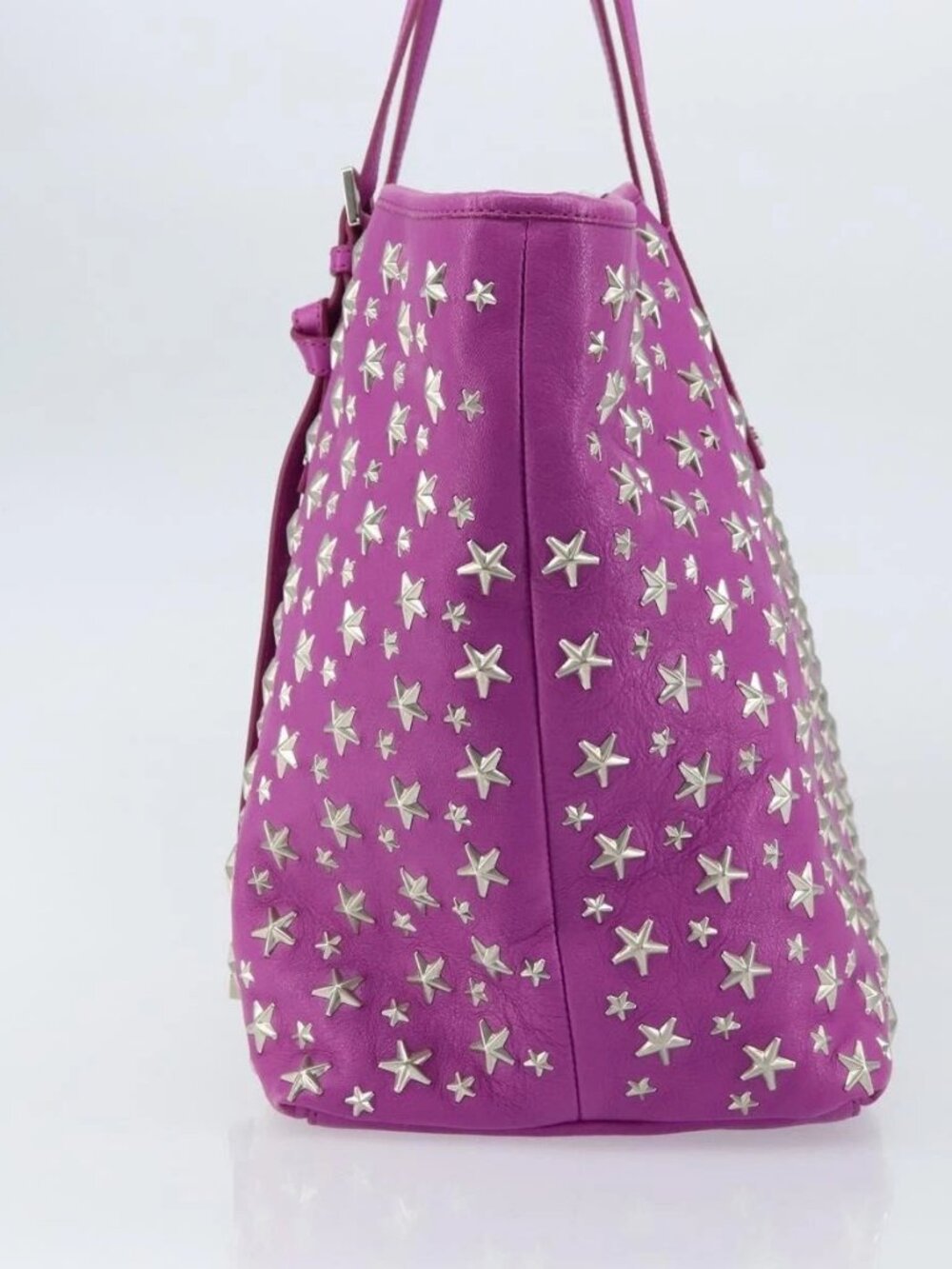 Jimmy Choo Studs Tote Bag Leather Purple Silver Auth yk20140 - Picture 6 of 16